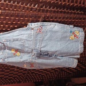 Vintage Route 66 Embroidered Overall Shorts. Size L